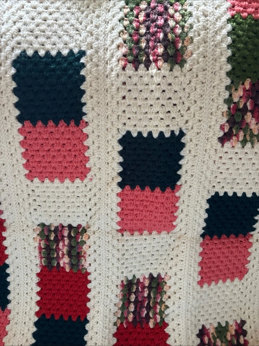 Handmade Beautiful Colors  Granny Square Afghan 61”x37” - Picture 5 of 5